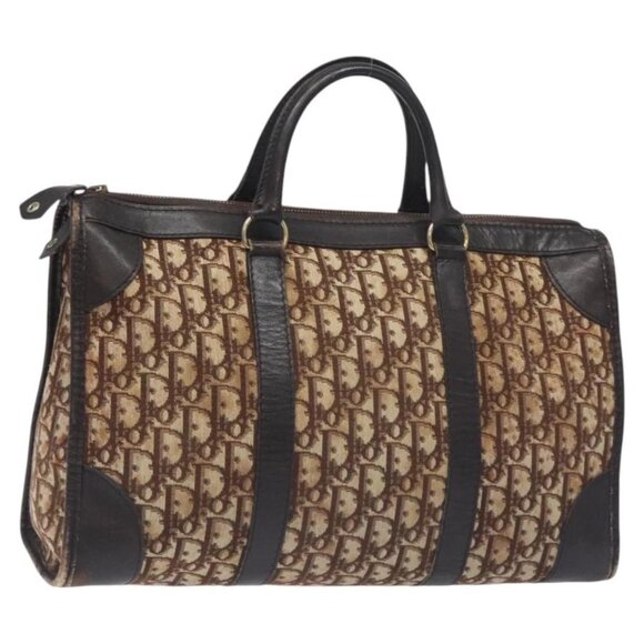 Christian Dior Trotter Canvas Hand Bag Brown Gold Auth 128326 - Picture 2 of 16